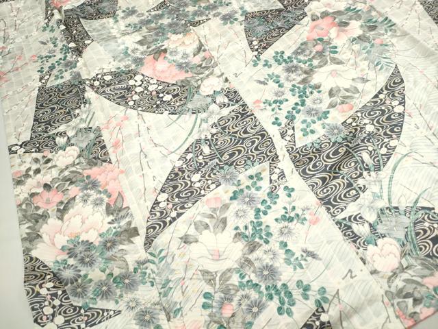 平和屋着物■上質な小紋 椿花文 金彩 正絹 逸品 DABE0919qa