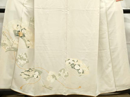 平和屋着物■訪問着 刺繍 扇面花文 金彩 正絹 逸品 DABE0920qa
