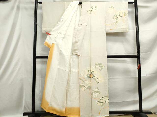 平和屋着物■訪問着 刺繍 扇面花文 金彩 正絹 逸品 DABE0920qa
