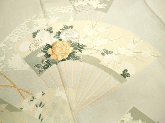 平和屋着物■訪問着 刺繍 扇面花文 金彩 正絹 逸品 DABE0920qa