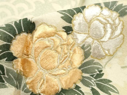 平和屋着物■訪問着 刺繍 扇面花文 金彩 正絹 逸品 DABE0920qa