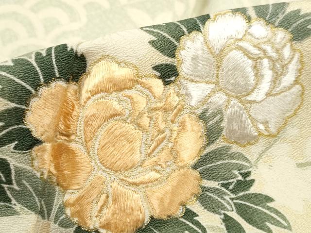 平和屋着物■訪問着 刺繍 扇面花文 金彩 正絹 逸品 DABE0920qa
