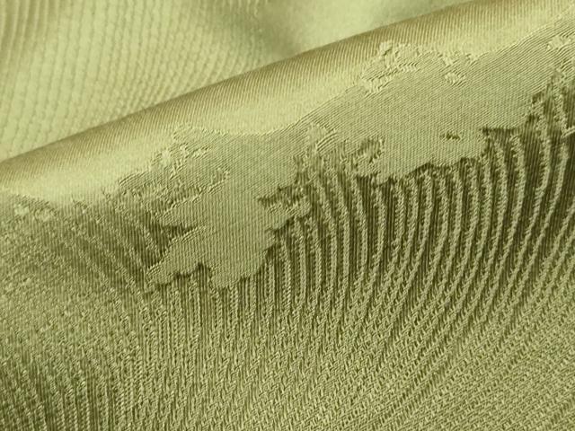 平和屋着物■上質な色無地 立波重ね雲地紋 青丹色 正絹 逸品 DABE0921qa