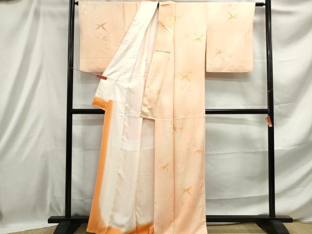 平和屋着物■上質な小紋 草花文 地紋起こし 暈し染め 正絹 逸品 DABE0922qa