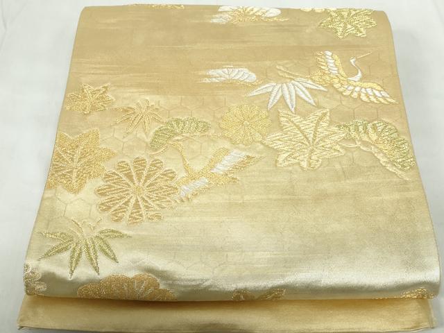 平和屋着物◎六通柄袋帯　飛鶴笹松文　金銀糸　正絹　逸品　DABE0924qa