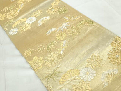 平和屋着物◎六通柄袋帯　飛鶴笹松文　金銀糸　正絹　逸品　DABE0924qa