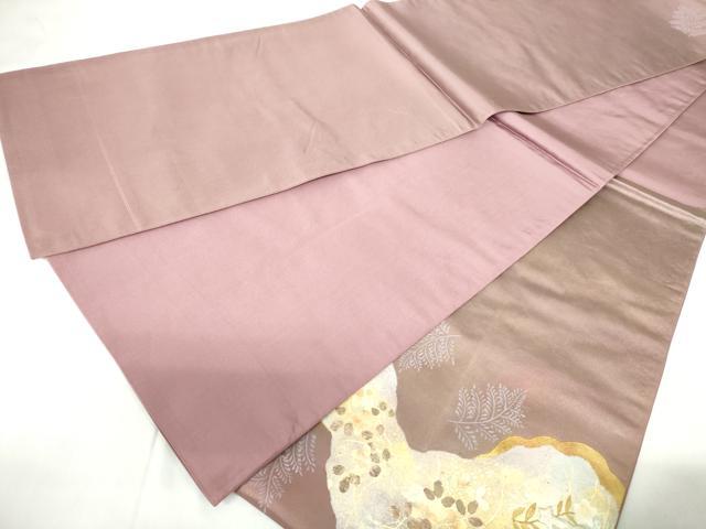 平和屋着物◎太鼓柄袋帯　駒刺繍　道長花文　金銀彩　引箔　正絹　逸品　DABE0932qa