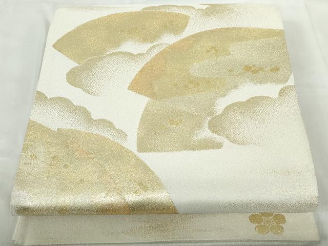 平和屋着物◎太鼓柄袋帯　重ね地紙雲文　金銀糸　正絹　逸品　DABE0955qa