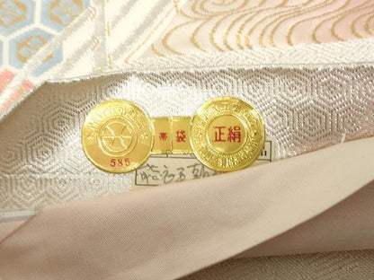 平和屋着物◎西陣　六通柄袋帯　唐織　エ霞花鳥丸文　金銀糸　証紙付き　正絹　逸品　DABE0962qa
