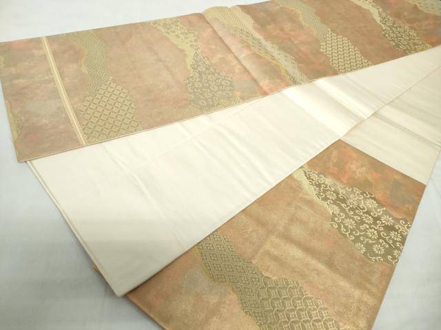 平和屋着物◎六通柄袋帯　道長花文　金糸　正絹　逸品　DABE0966qa
