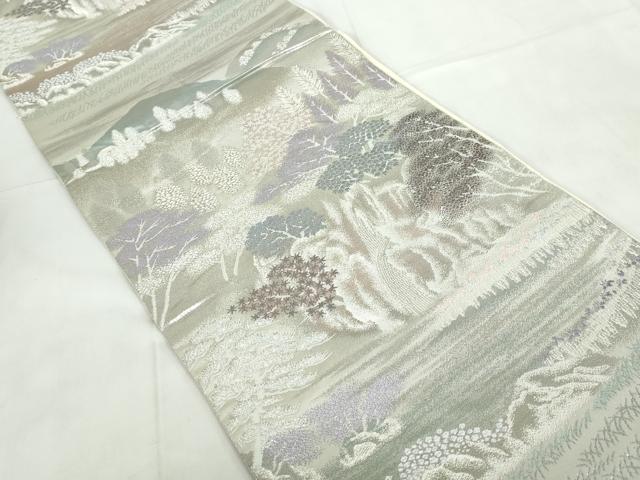 平和屋着物◎六通柄袋帯 樹林文 銀糸 正絹 逸品 DABE0976qa