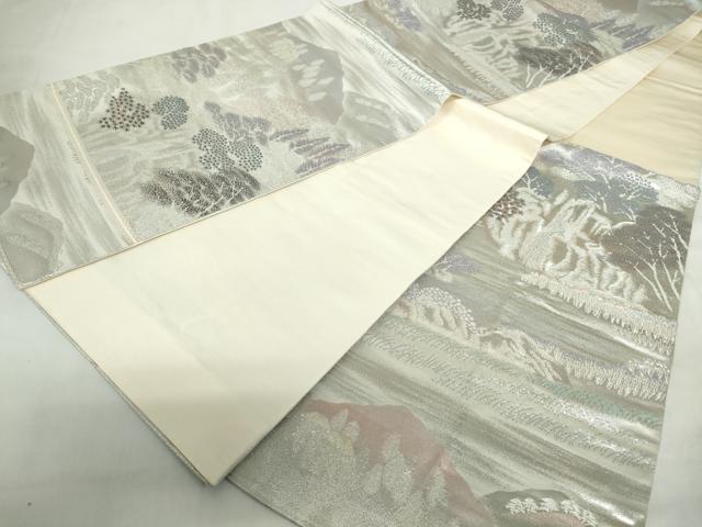 平和屋着物◎六通柄袋帯 樹林文 銀糸 正絹 逸品 DABE0976qa