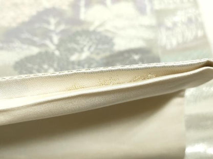 平和屋着物◎六通柄袋帯 樹林文 銀糸 正絹 逸品 DABE0976qa
