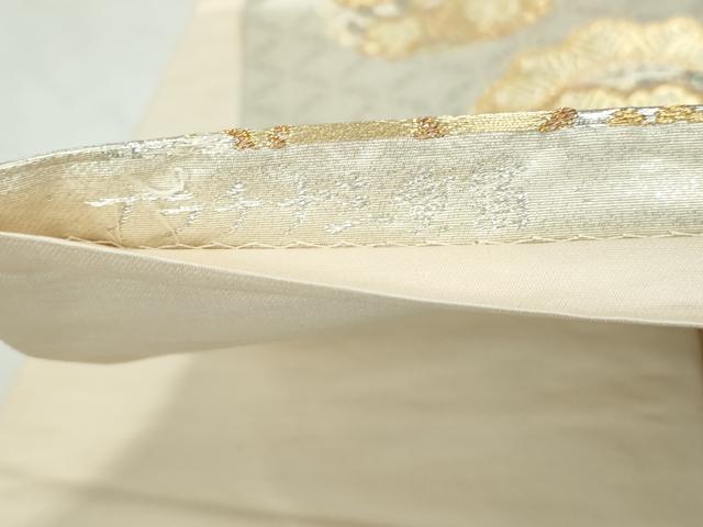 平和屋着物◎六通柄袋帯 枝松花丸文 プラチナ三重箔 ラメ糸 正絹 逸品 DABE0990qa