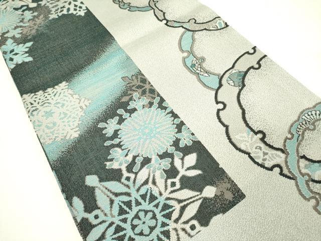 平和屋着物●九寸開き名古屋帯　雪輪花文　正絹　逸品　DABE1001op 平和屋着物○九寸開き名古屋帯 雪輪花文 正絹 逸品 DABE1001op