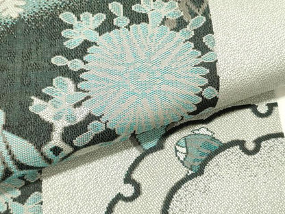 平和屋着物●九寸開き名古屋帯　雪輪花文　正絹　逸品　DABE1001op