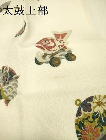 平和屋着物●九寸開き名古屋帯　型染　玩具文　鬼しぼ縮緬　正絹　逸品　DABE1003op