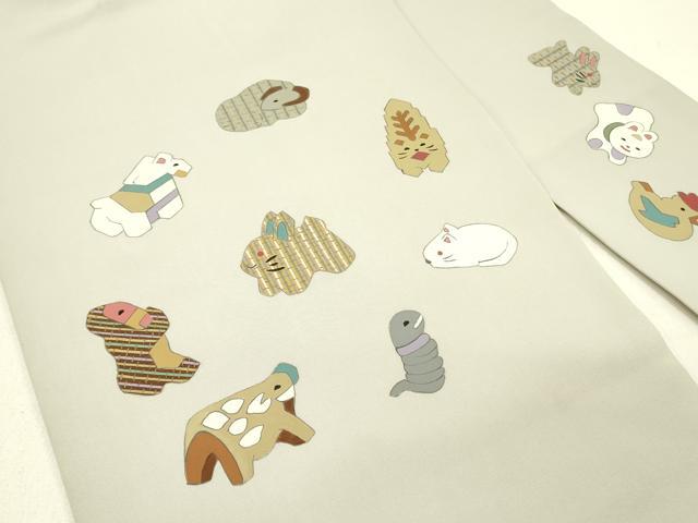 平和屋着物●塩瀬　九寸名古屋帯　干支　金彩　正絹　逸品　DABE1006op