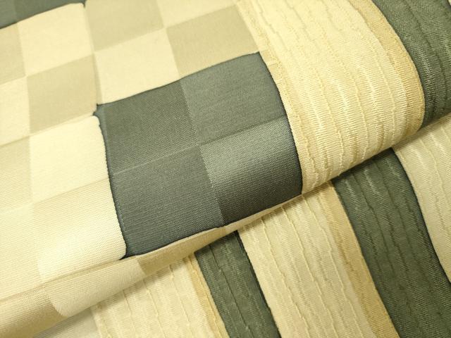 平和屋着物●全通柄袋帯　ふくれ織　間道　正絹　逸品　DABE1007op