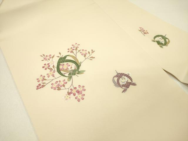 平和屋着物○塩瀬 九寸名古屋帯 友禅 作家物 草花 正絹 逸品 DABE1010op