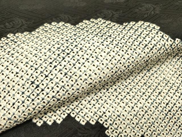 平和屋着物●九寸名古屋帯　絞り　雲文　黒地　正絹　逸品　DABE1011op 平和屋着物○九寸名古屋帯 絞り 雲文 黒地 正絹 逸品 DABE1011op