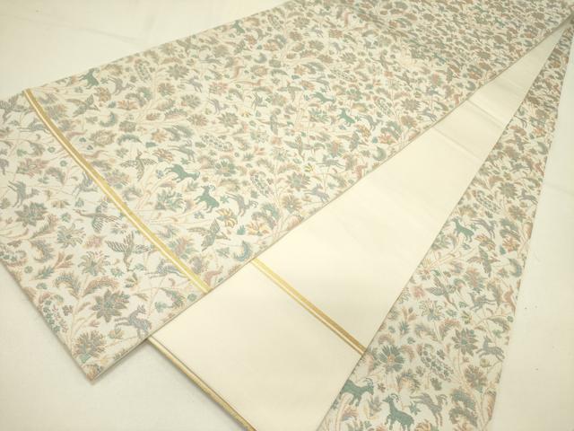 平和屋着物●織物一筋名門　織悦　全通柄　本袋帯　動物花文　金糸　正絹　逸品　DABE1014op