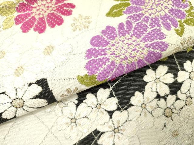 平和屋着物●六通柄袋帯　唐織　舞桜　金糸　ラメ糸　正絹　逸品　DABE1026op 平和屋着物○六通柄袋帯 唐織 舞桜 金糸 ラメ糸 正絹 逸品 DABE1026op