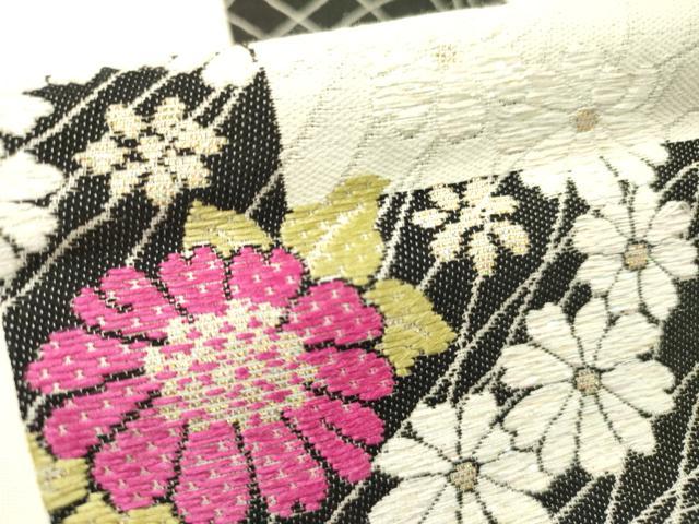 平和屋着物●六通柄袋帯　唐織　舞桜　金糸　ラメ糸　正絹　逸品　DABE1026op 平和屋着物○六通柄袋帯 唐織 舞桜 金糸 ラメ糸 正絹 逸品