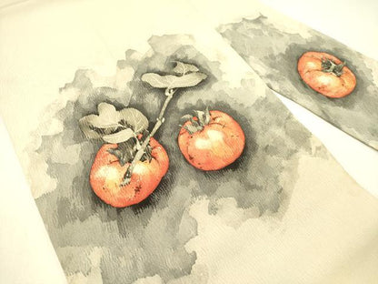 平和屋着物●九寸名古屋帯　作家物　手描き　成り物　鬼しぼ縮緬　正絹　逸品　DABE1028op