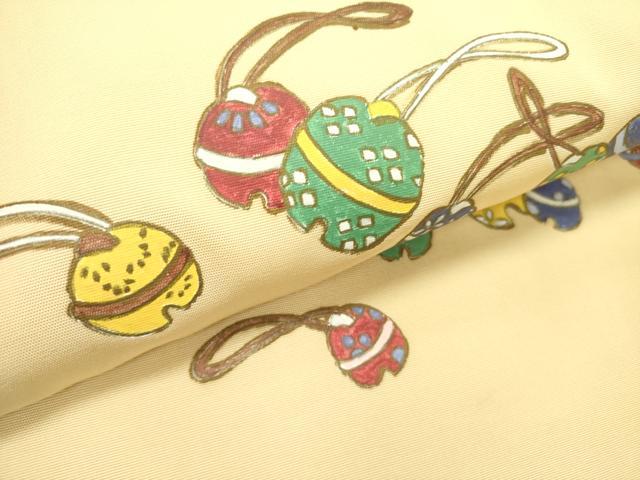平和屋着物●塩瀬　九寸名古屋帯　鈴　スズ　金彩　正絹　逸品　DABE1031op