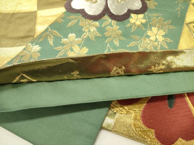 平和屋着物●全通柄袋帯　唐織　舞桜　金銀糸　正絹　逸品　DABE1041op 平和屋着物○全通柄袋帯 唐織 舞桜 金銀糸 正絹 逸品 DABE1041op