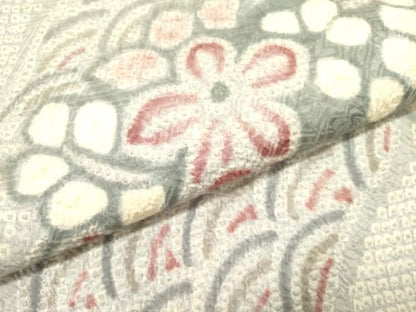 平和屋着物●名門　藤娘きぬたや・総絞り　創作　九寸名古屋帯　草花　正絹　逸品　DABE1043op