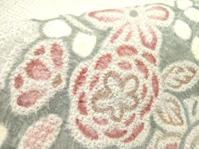 平和屋着物●名門　藤娘きぬたや・総絞り　創作　九寸名古屋帯　草花　正絹　逸品　DABE1043op