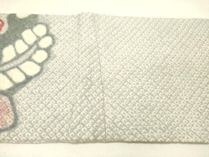 平和屋着物●名門　藤娘きぬたや・総絞り　創作　九寸名古屋帯　草花　正絹　逸品　DABE1043op