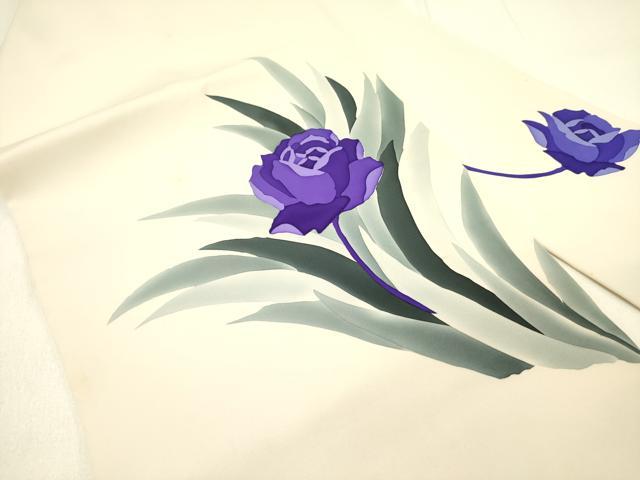 平和屋着物○塩瀬 九寸名古屋帯 薔薇 バラ ろうけつ染め 正絹 逸品