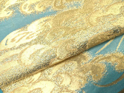 平和屋着物●西陣　川島織物　六通柄　本袋帯　立波文　金糸　正絹　逸品　DABE1050op