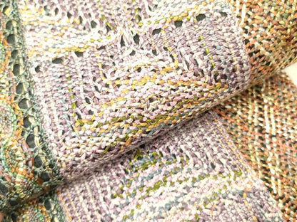 平和屋着物●両面　半幅帯　リボン織　抽象文様　正絹　逸品　DABE1051op