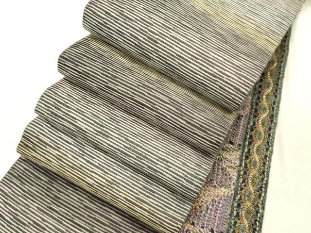 平和屋着物●両面　半幅帯　リボン織　抽象文様　正絹　逸品　DABE1051op