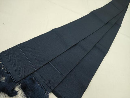 平和屋着物●男性　角帯　紬地　濃藍色　正絹　逸品　未使用　DABE1054op