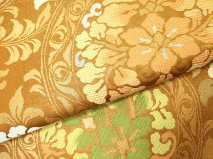 平和屋着物●六通柄袋帯　更紗花文　金糸　正絹　逸品　DABE1057op