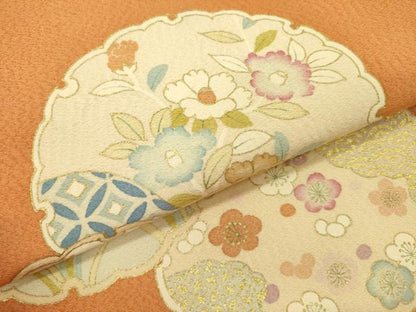 平和屋着物●九寸名古屋帯　作家物　雪輪花文　金彩　正絹　逸品　DABE1063op