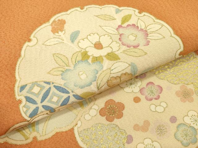平和屋着物●九寸名古屋帯　作家物　雪輪花文　金彩　正絹　逸品　DABE1063op