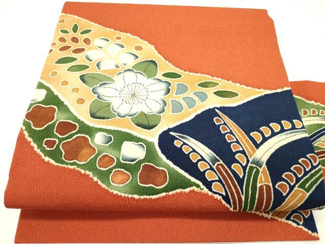 平和屋着物●九寸名古屋帯　辻が花　鬼しぼ縮緬　正絹　逸品　DABE1067op