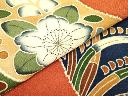 平和屋着物●九寸名古屋帯　辻が花　鬼しぼ縮緬　正絹　逸品　DABE1067op