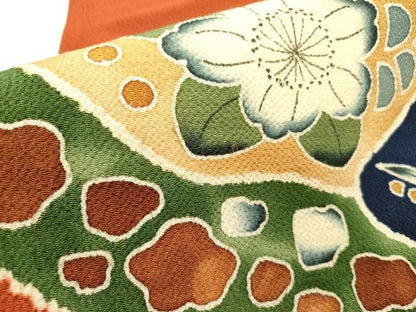 平和屋着物●九寸名古屋帯　辻が花　鬼しぼ縮緬　正絹　逸品　DABE1067op