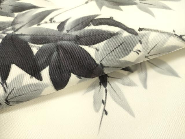 平和屋着物●塩瀬　九寸名古屋帯　作家物　手描き　枝葉文　正絹　逸品　DABE1069op