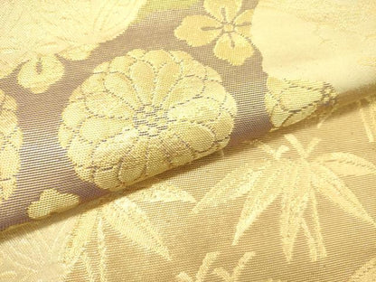 平和屋着物●西陣　川島織物　六通柄　本袋帯　菊笹文　金糸　正絹　逸品　DABE1072op