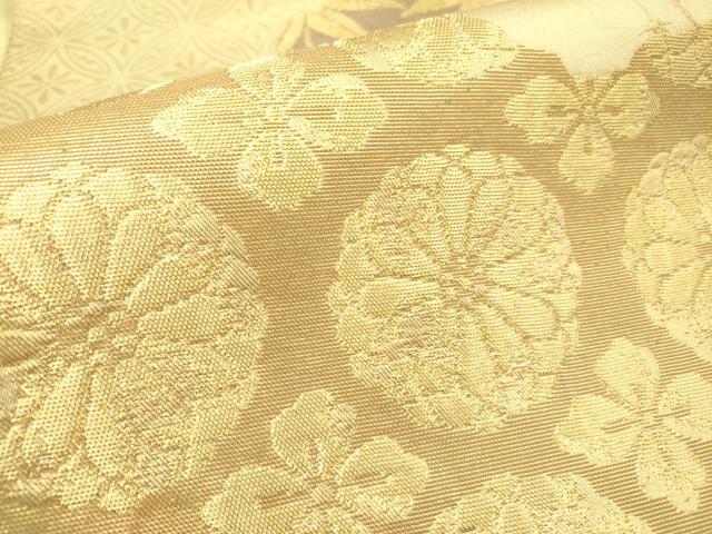 平和屋着物●西陣　川島織物　六通柄　本袋帯　菊笹文　金糸　正絹　逸品　DABE1072op
