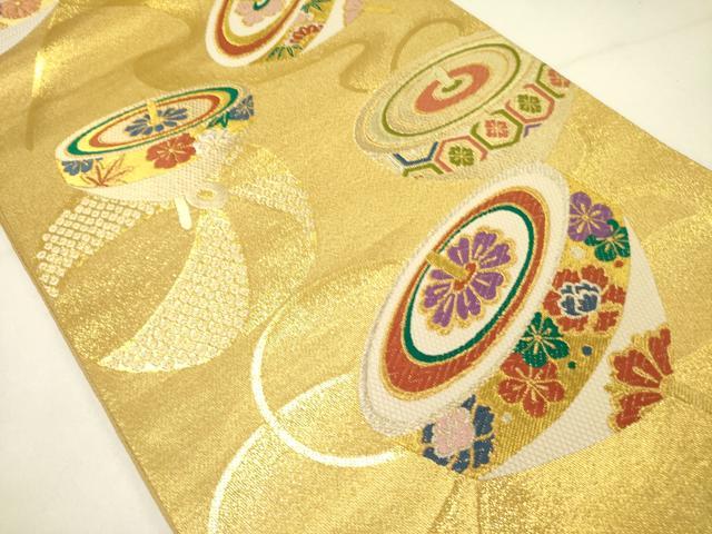平和屋着物●西陣　じゅらく謹製　六通柄袋帯　唐織　コマ　金銀糸　正絹　逸品　DABE1085op