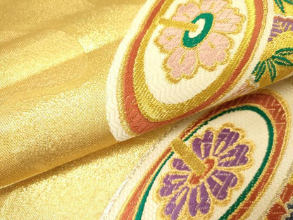 平和屋着物●西陣　じゅらく謹製　六通柄袋帯　唐織　コマ　金銀糸　正絹　逸品　DABE1085op